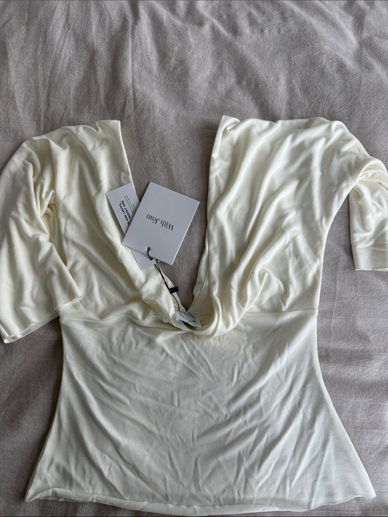 With Jean Tops - With Jean Cream Draped V-Neck Top